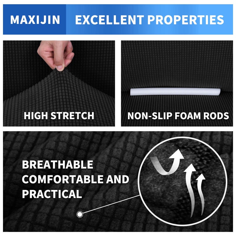 MAXIJIN Stretch Chair Cover Chair Slipcovers with Arms, 1-Piece Couch Sofa Chair Covers for Living Room, Non Slip Armchair Cover (31"-46") Furniture Protector Dogs Pet Friendly (Chair, Black) - Image 4